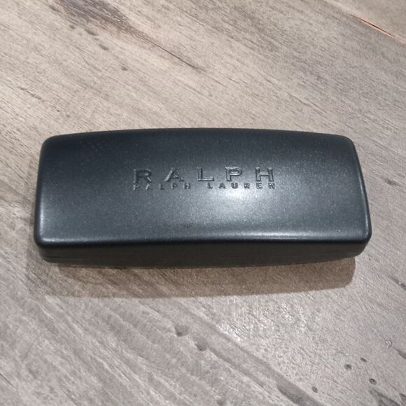 Ralph Lauren black leather embossed eyeglass case w clamshell closure NWOT - Picture 2 of 4